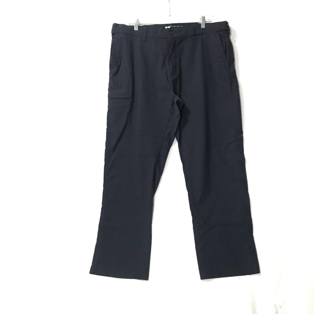 LB Tech Pants Mens 38x30 Classic Fit Black Flat Front